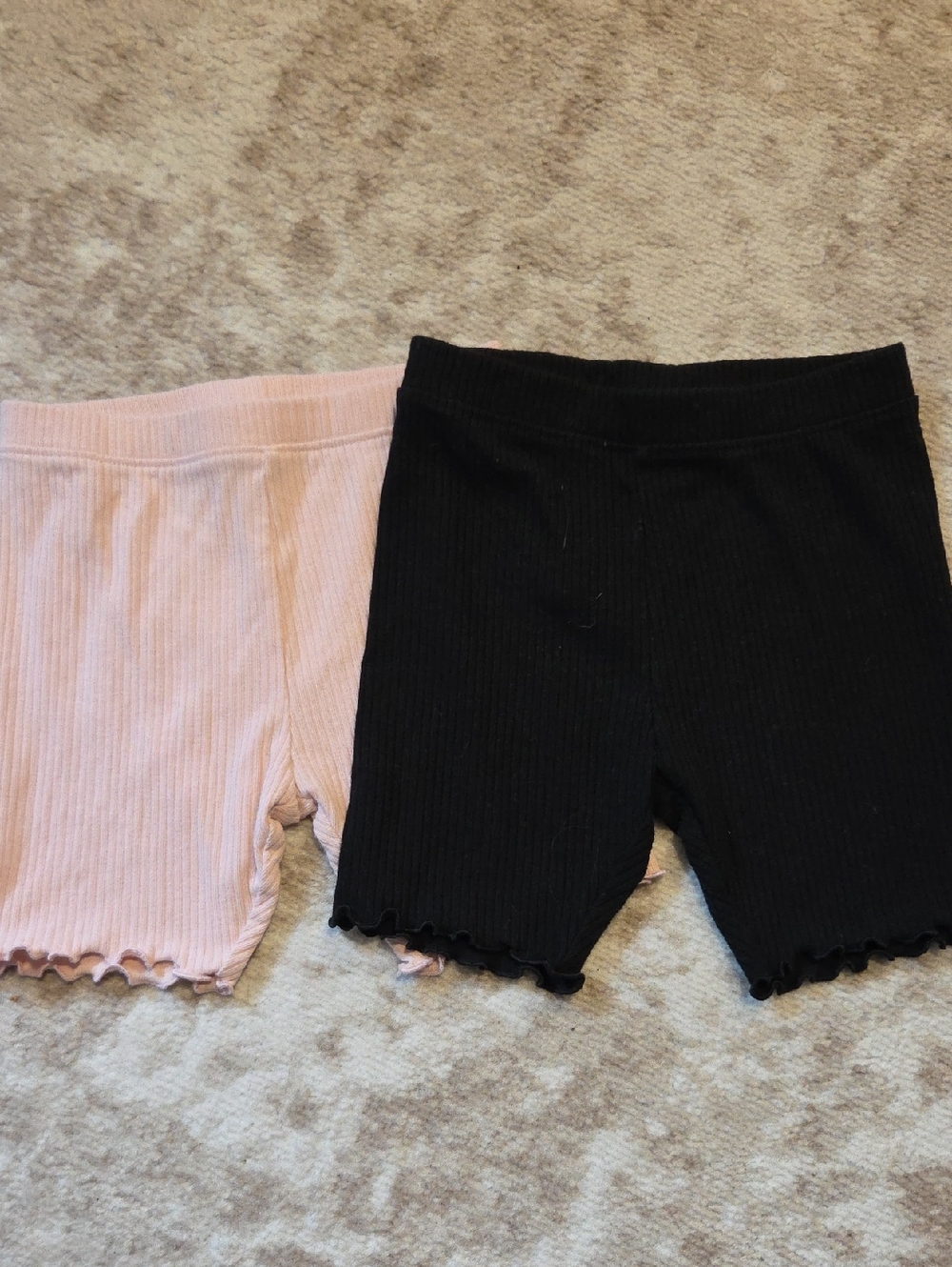 Old Navy Ribbed Lettuce Edge Biker Shorts Duo - Light Pink & Black